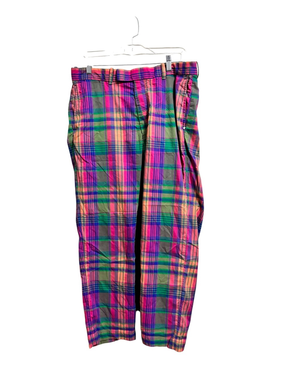 RLX Ralph Lauren Mens Plaid Golf Pants Blue Green Pink Flat Front Size 34x30